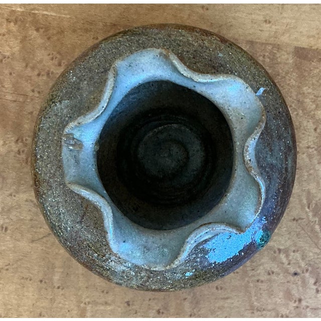 Vintage Original Studio Pottery Ruffle Vase For Sale - Image 4 of 12