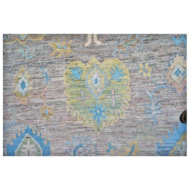 Textile 21st Century Turkish Oushak 10X13 Slate Blue & Dark Oak Handmade Area Rug #1144093 For Sale - Image 7 of 11
