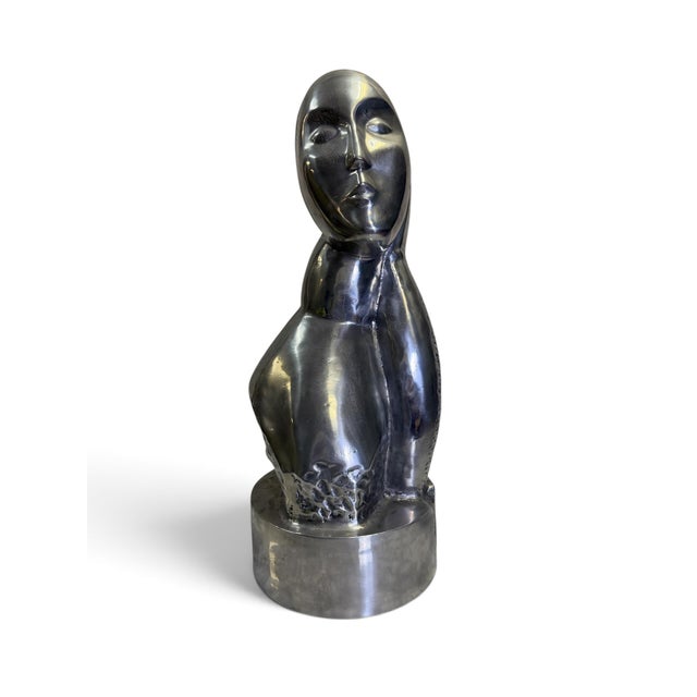 Constantin Brancusi Mid-Century Modernist Brancusi-Style Freeform Polished Metal Figural Bust For Sale - Image 4 of 7