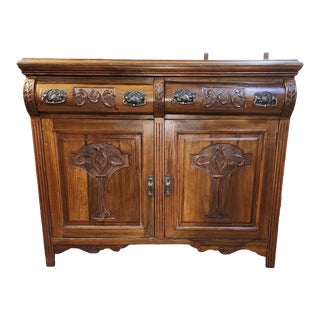1900s English Art Nouveau Mahogany Sideboard For Sale