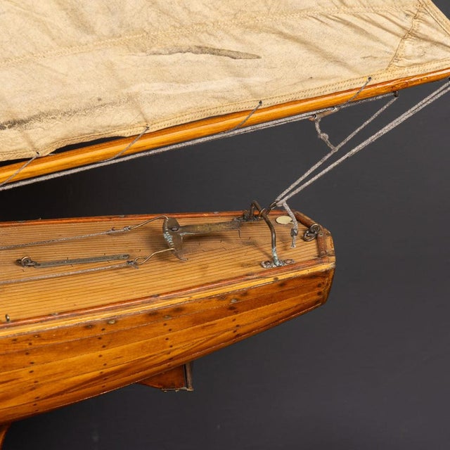 Vintage English Carved Hull Pond Yacht, 1930s For Sale - Image 9 of 18