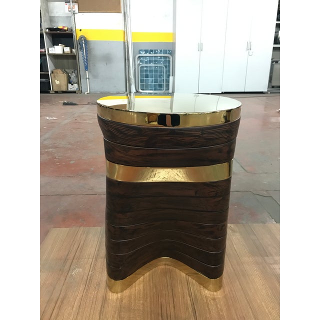 "Matita" Coffee Table With Bronze and Wood, Handcrafted, Bizimyer Furniture, Istanbul For Sale - Image 4 of 17