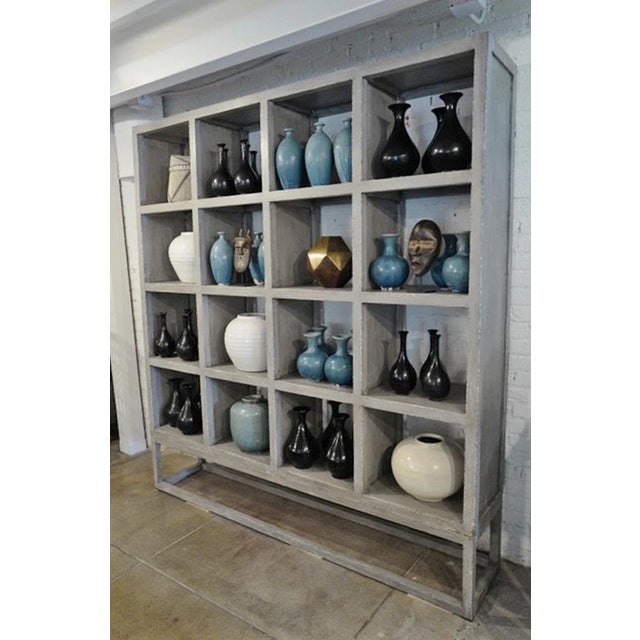 Contemporary Vintage Modern Farmhouse Square Cube Display Shelf / Bookcase For Sale - Image 3 of 6