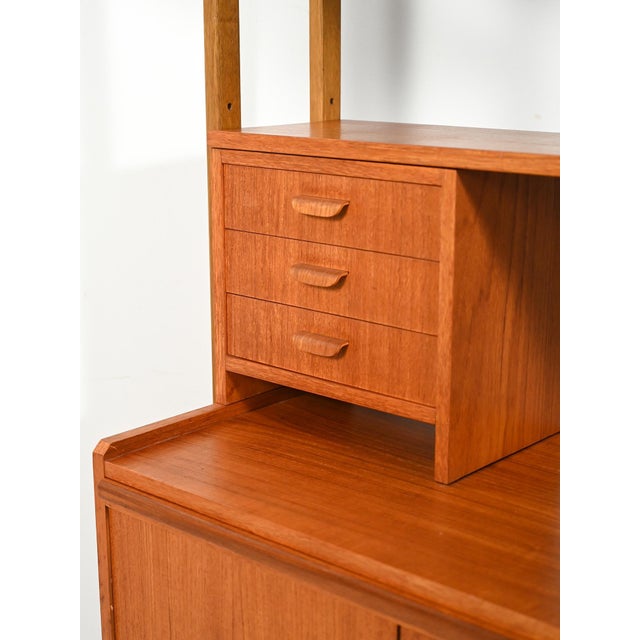 Scandinavian Teak Bookcase with Pull-Out Desk, 1950s-1960s For Sale - Image 11 of 12