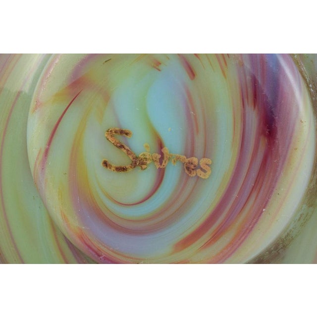 French Art Glass Vase with Hand-Painted Marble Decoration from Sevres For Sale - Image 6 of 7