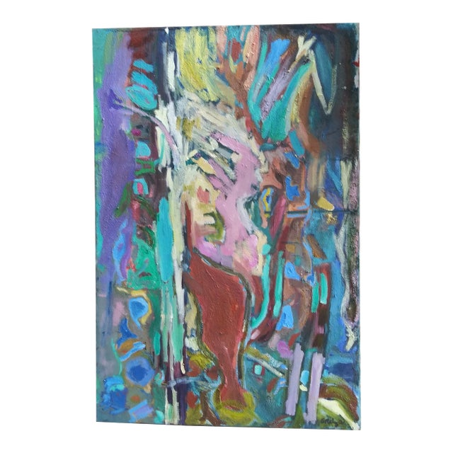 "Ancient Messages" Contemporary Abstract Expressionist Oil Painting by Regina Gately For Sale