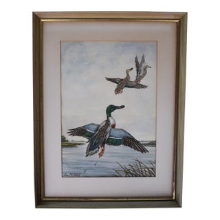 Mid 20th Century Three Ducks in Flight Over Marsh Ex- c.z. Guest Estate For Sale