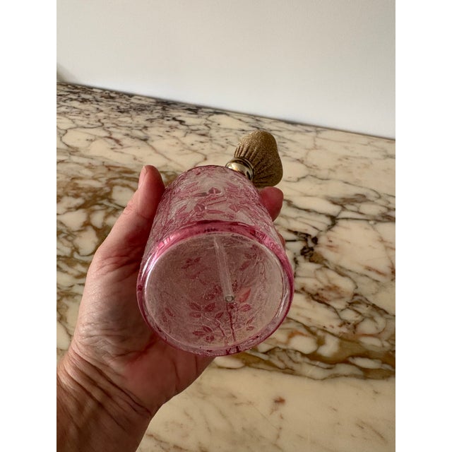 Rose Early 1900s Baccarat Eglantier (Wild Rose) Pattern Perfume Atomizer For Sale - Image 8 of 9
