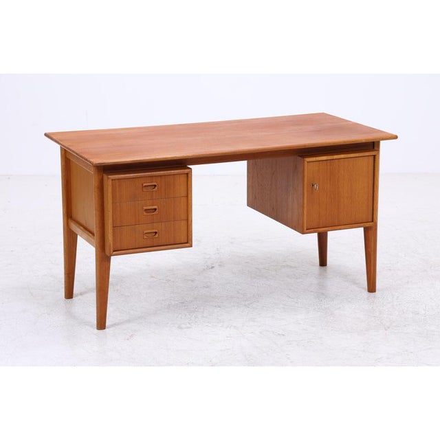 Mid-Century Teak Desk with 3 Drawers For Sale - Image 4 of 18