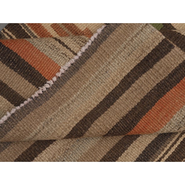 1970s Vintage Handmade Wool Cotton Terracotta Runner Rug For Sale - Image 11 of 11