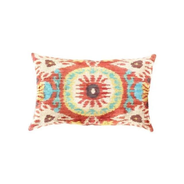 Traditional Contemporary Ti 44 Turkish Rust Silk Ikat Pillow For Sale - Image 3 of 3