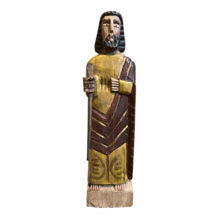 Mid 20th Century Hand-Carved Wooden Santo (Saint) Statue; Polychrome Figure For Sale