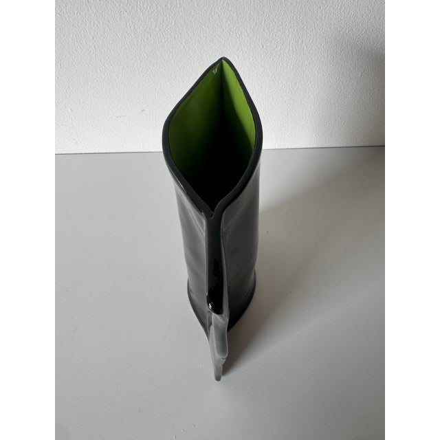 2001 Vintage Jes Black Glazed Sculptural Art Ceramic Vase For Sale - Image 11 of 11