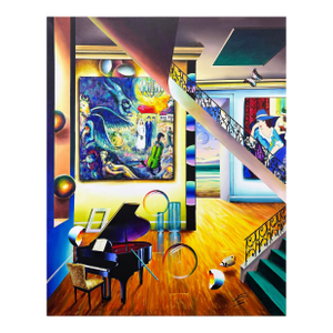 Ferjo, Homage to Chagall, Huge Original Painting on Canvas, Hand Signed, Surrealism