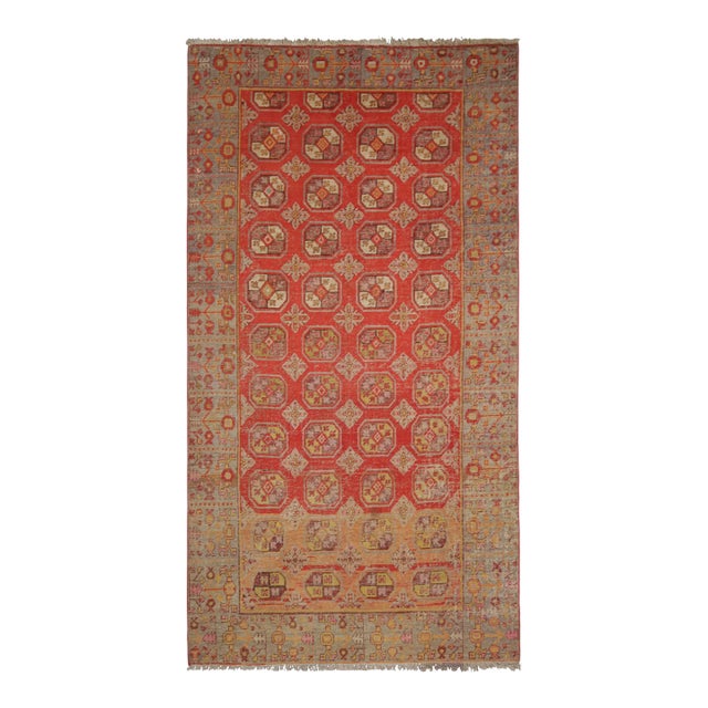 Vintage Samarkand Rug in Red With Geometric Medallions - Rug & Kilim For Sale