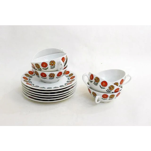 Porcelain Coffee Cups and Saucers, 1970s, Set of 6 For Sale - Image 9 of 10