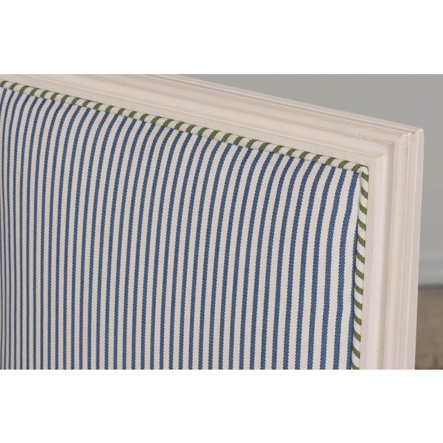 French Louis XVI Style Painted Dining Chairs in Blue & Green Stripe, Set of 6 For Sale - Image 11 of 18
