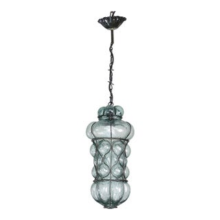 Rare Blu Acuqamarin Vintage Venetian Lantern, Murano Glass, 1970s For Sale
