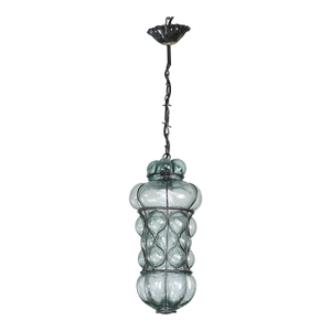 Rare Blu Acuqamarin Vintage Venetian Lantern, Murano Glass, 1970s