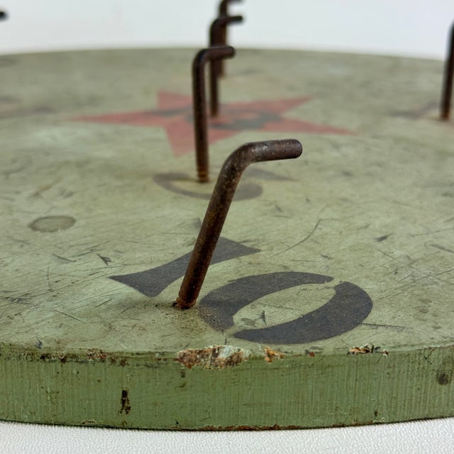 Vintage Mid 20th Century Round Ring Toss Game Board With Red Star For Sale - Image 4 of 6