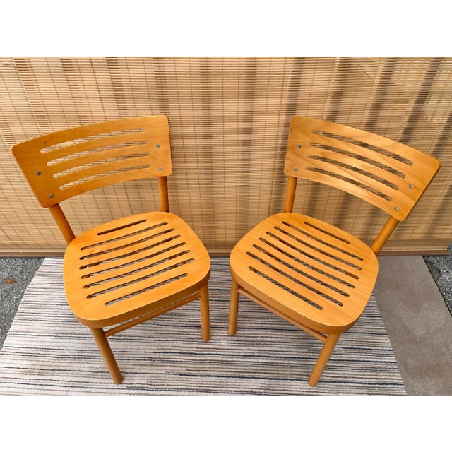 Mid-Century Modern Late 20th Century Scandinavian Style Bent Birchwood Dining Chairs. A Pair For Sale - Image 3 of 13