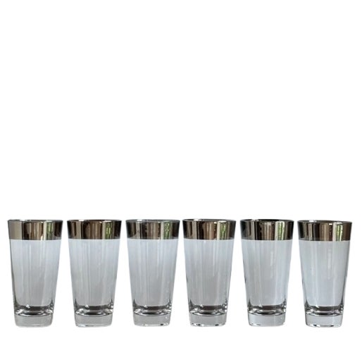 MCM Dorothy Thorpe-Style Platinum Rimmed Tumblers — Set of 6 For Sale