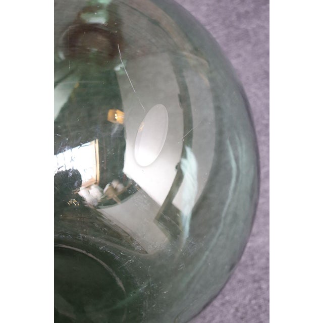 Vintage Italian Mouth Blown Glass Bulbous Demijohn in Seafoam Green For Sale - Image 9 of 18