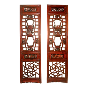 Antique Chinese Screen Panels, Cunninghamia wood; Circa 1800-1849 - A Pair