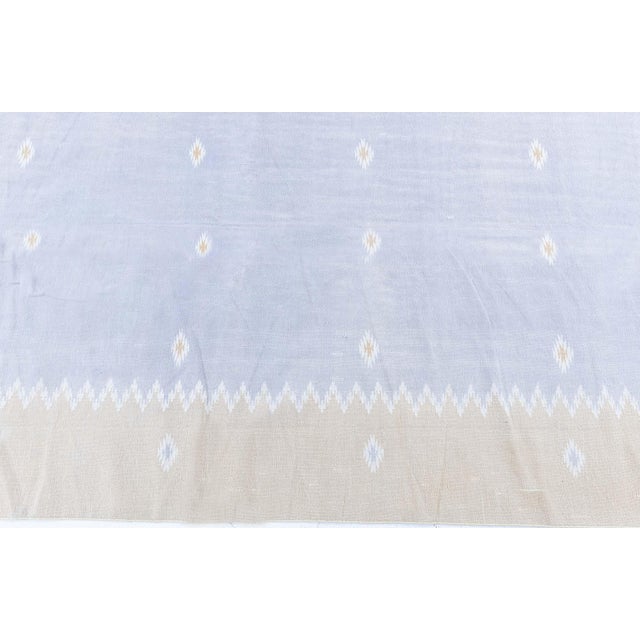 Baby Blue Doris Leslie Blau Mid-Century Indian Dhurrie Soft Beige Flatweave Cotton Carpet For Sale - Image 8 of 9