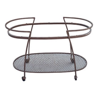 Mid-Century Modern Russell Woodard Style Outdoor Bar Cart For Sale
