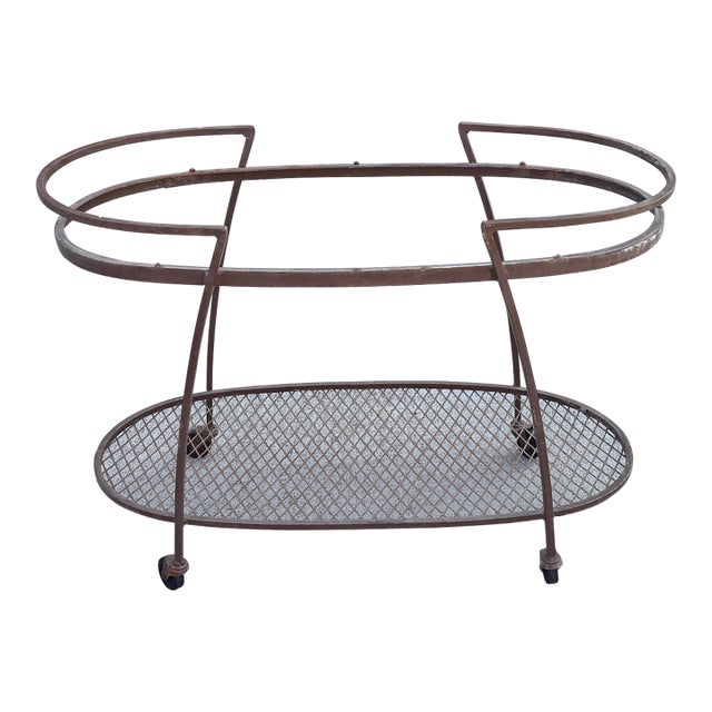 Mid-Century Modern Russell Woodard Style Outdoor Bar Cart For Sale
