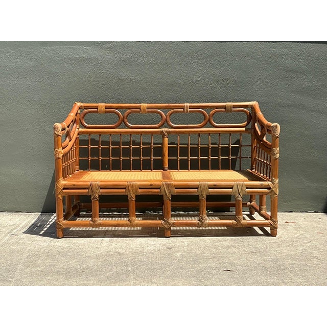 Vintage Loop Rattan Loveseat For Sale - Image 9 of 12