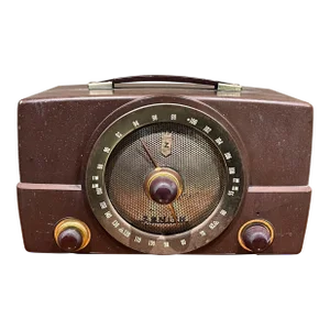 1950s Zenith Brown Bakelite Portable Radio Nonworking Mid Century Art Deco