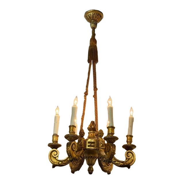 19th C. French Giltwood Chandelier For Sale