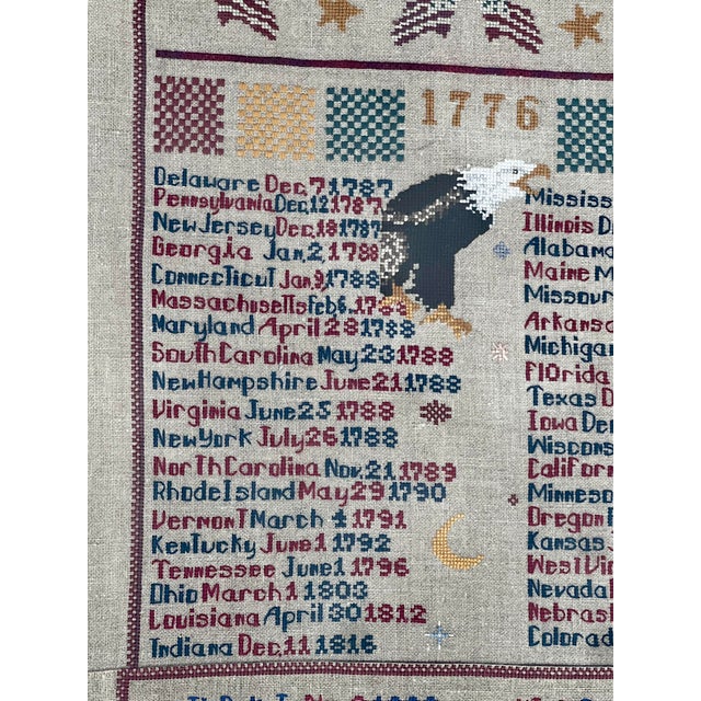 American Vintage Framed Cross-Stitch 1776 Sampler For Sale - Image 3 of 8