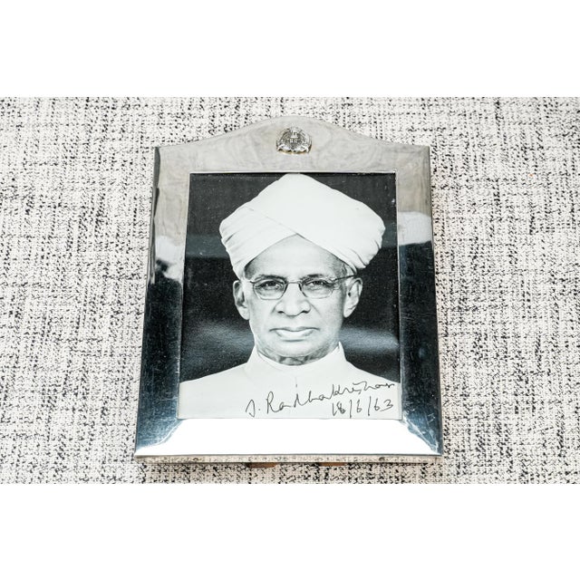1960s Rare Signed Presentation Vintage Photograph Second President of India Silver Picture Photo Frame For Sale - Image 12 of 13