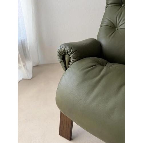 Rybo Rykken Chair in Green Leather by Solheim For Sale - Image 9 of 15