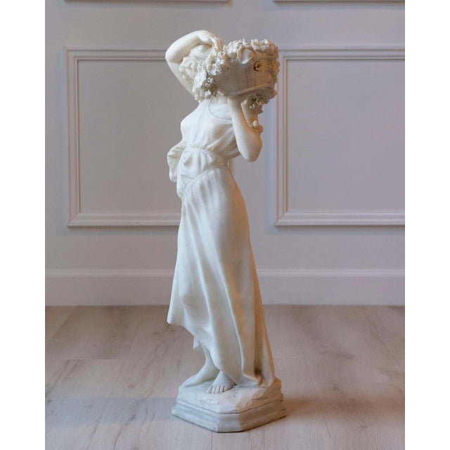 Late 19th / Early 20th-Century Volterra Alabaster Figure of a Flower Girl For Sale - Image 14 of 18