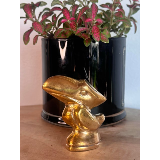 American Vintage Kansas J Hawk Brass Paperweight Statue For Sale - Image 3 of 8