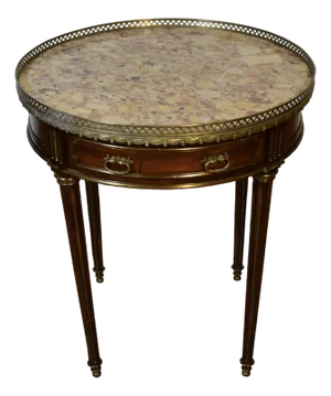 1910s Antique French Louis XVI Mahogany & Marble Top Round Center / Side Table