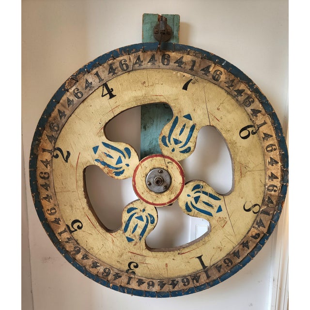 1930's Vintage Folk Art Hand Painted Carnival "Wheel of Fortune" For Sale - Image 4 of 12