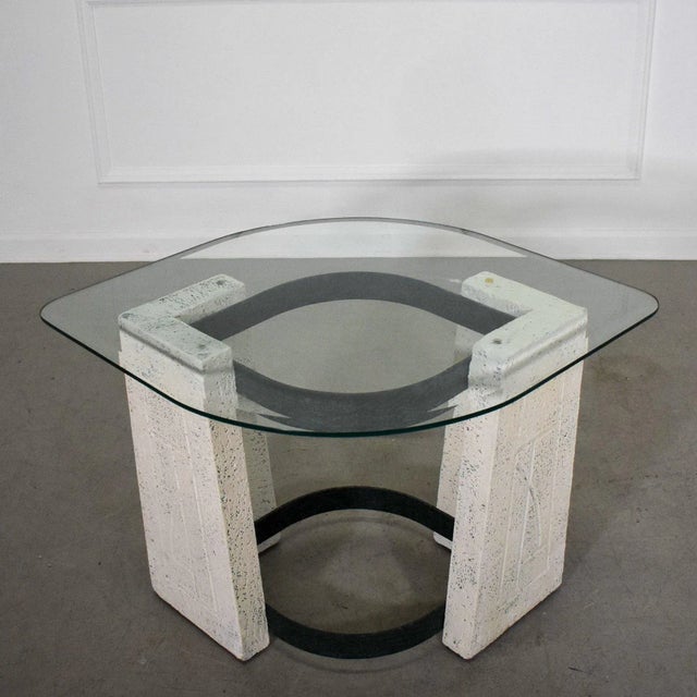 1960's Abstract Modern Plaster and Verdigris Iron Eye Shaped Side Table For Sale - Image 10 of 10