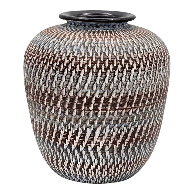 Dumler Breiden Dee-Cee West German Sgraffito Pottery Vase For Sale