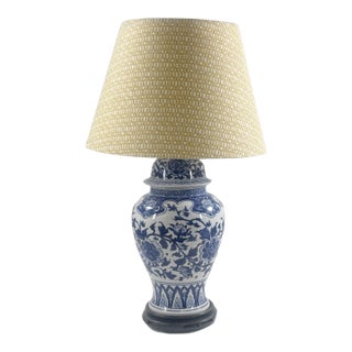 Blue and White Porcelain Jar Mounted Lamp For Sale