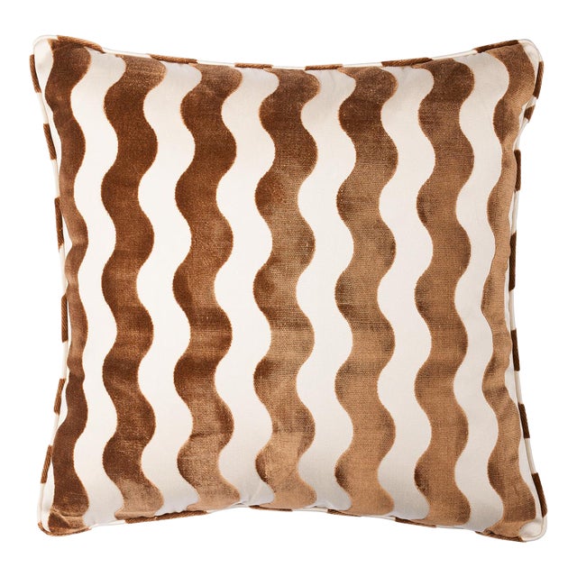 Schumacher X Miles Redd The Wave 20" Pillow in Camel For Sale