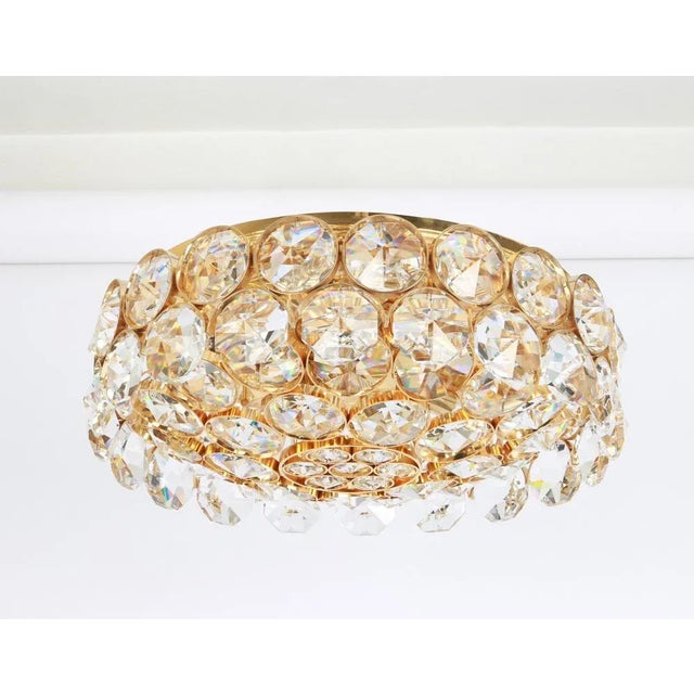 Gilt Brass and Crystal Glass Encrusted Chandelier from Palwa, Germany, 1970s For Sale - Image 6 of 11