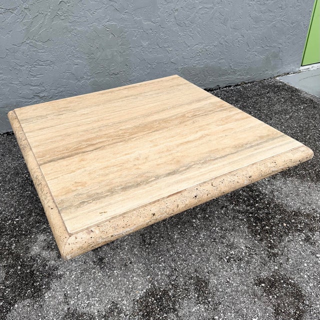 Italian Italian Travertine Bullnose Edge Coffee Table For Sale - Image 3 of 10