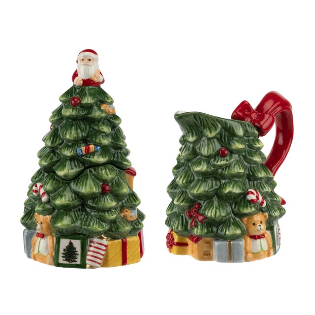 Spode Christmas Tree Figural Sugar and Creamer Set For Sale - Image 9 of 9