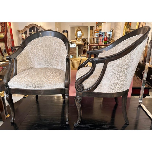Wood 1990s Charles X Style Charles Pollock & William Switzer Spoon Back Club Chairs - a Pair For Sale - Image 7 of 8