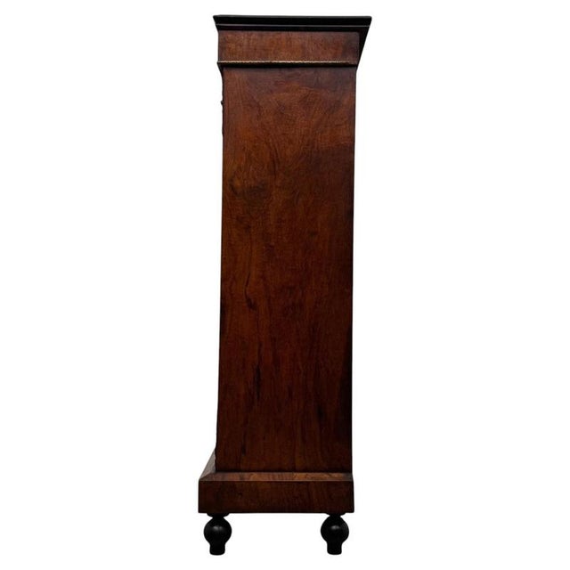 19th Century Antique English Victorian Inlaid Walnut Pier Display Cabinet For Sale - Image 10 of 11